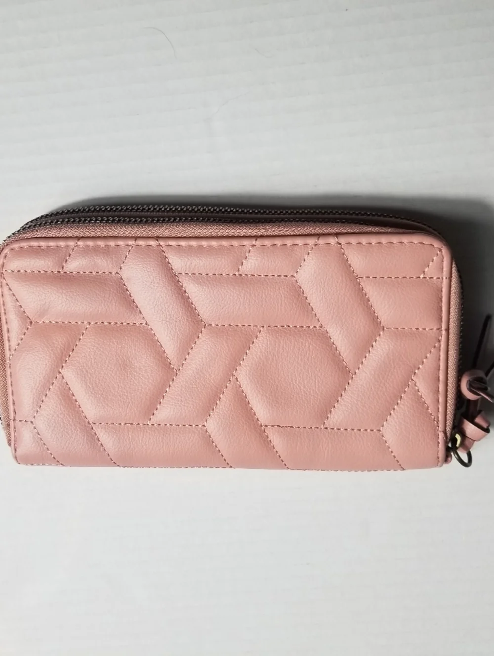 SONOMA DOUBLE ZIPPER PUFFED PINK WALLET